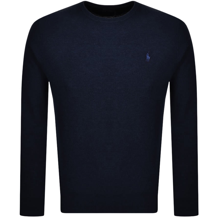 Alternative Image for ProductRalph Lauren Crew Neck Waffle Knit Jumper Navy1